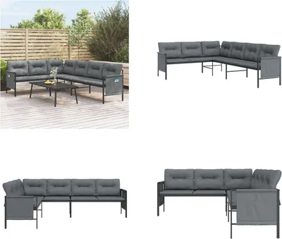 Produktbild von vidaXL Garten Ecksofa Anthrazit Stahl und Textilene - Garten Ecksofa - Garten Ecksofas - Outdoor Ecksofa - Ecksofa Terrasse