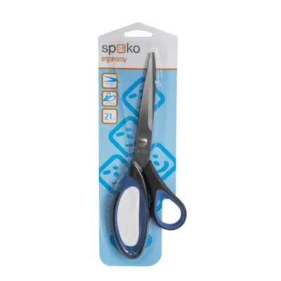 Image de Ciseaux de bureau Spoko Ergonomy, 21 cm, noir-bleu