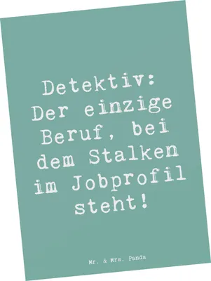Produktbild von Mr. & Mrs. Panda Postkarte Spruch Detektiv Beruf - Meeresbrise - Geschenk, Berufspassion, Geheimnisse, Grußkarte, Berufsprodukte, Postkarten, bildkarte, Detektivarbeit