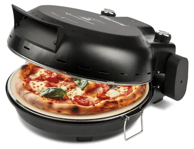 Pizzaofen 1800 W, 420 °C, 31 cm Stein, Timer, schwarz