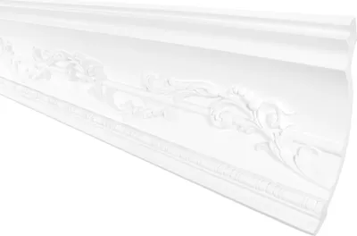 Produktbild von GRAND DECOR Stuckleisten Decke Barock Stil, PolyurethanHartschaum weiß - 2m Deckenleisten gemustert Dekorbau Deckenabschlussleisten Nachbildung (2 Meter C722)