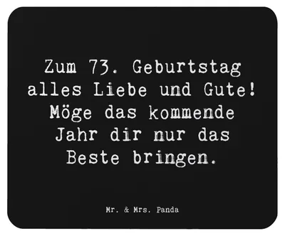 Produktbild von Mr. & Mrs. Panda Mouse Pad Spruch 73. Geburtstag Glückwünsche - Schwarz - Geschenk, pc mousepad, Familie, Mauspad, Alter, handgefertigt, Freunde, Erinnerungen, Ehrentag