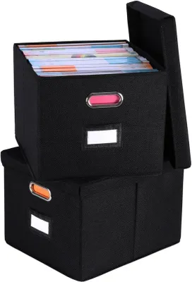 Produktbild von Azomor®️ Faltbare und stapelbare Aufbewahrungsboxen mit Deckel für Zuhause und Büro