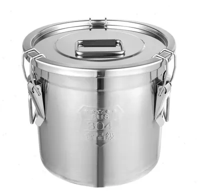 Immagine prodotto di Contenitore per alimenti - Contenitore ermetico per riso e farina con coperchio - Capacità 12 L - Acciaio inossidabile 304/201 - Guarnizione in silicone - 28×25 cm (Ø×H) - Argento