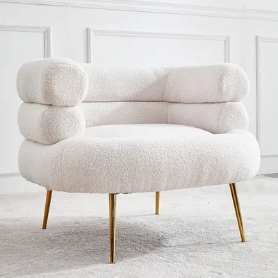 Produktbild von Liegesofa Bouclé-Sessel Polstersessel Lounge-Sessel Designer-Sessel Gemütlicher Sessel Retro sofa Weiß【SF43-white】