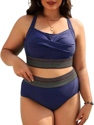 Zdjęcie produktu dla Zestaw bikini damski z wysokim stanem i biustonoszem push-up
