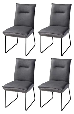 Produktbild von Polsterstühle - Grau - Schwarz - Webstoff - Metall - mit Steppung - 4er Set