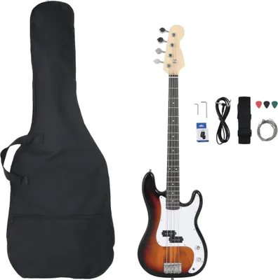 Produktbild von vidaXL E-Bass für Anfänger mit Tasche Braun und Weiß 4/4 46"