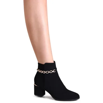 Produktbild von topschuhe24 2937 Damen Velours Stiefeletten Glitzer Ankle Boots , Farbe:Schwarz, Größe:36 EU
