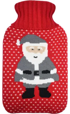 Image de Housse pour bouillotte - Noël - Rouge et gris - Pour bouillotte de 2 litres