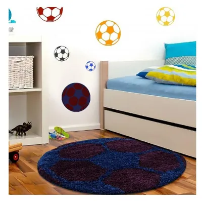 Produktbild von Fußballteppich für Kinder, Burgunderrot-Dunkelblau 100x100 cm Rund
