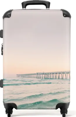 Produktbild von NoBoringSuitcases.com® Großer Koffer - Meer - Strand - Brücke - Natur - Sonnenuntergang - Kombinationsschloss TSA - Hartschalen Trolley 4 Rollen - 72 liter - Reisekoffer - 66 cmKoffer Mittelgroß 67x43x25 cm, 72L,