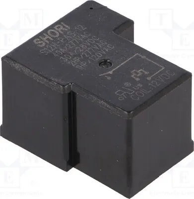 Immagine prodotto di 1 relè: elettromagnetico - contatto normalmente chiuso (NC), bobina: 12 VDC, serie: S12H, modello: S12H-PAS-12, elettromagnetico