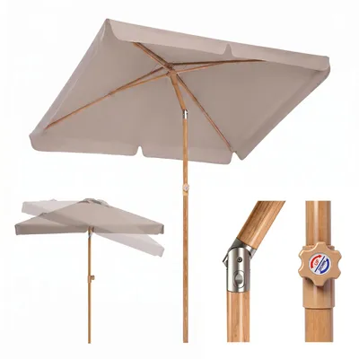 Produktbild von Sekey Balkonschirm Rechteckig Holzoptik 200×125 cm, Verstellbare Höhe & Neigung, UPF 50+ Sonnenschutz
