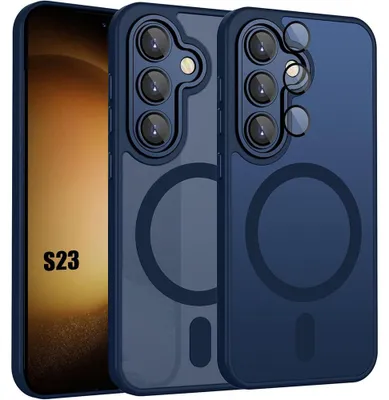 Image de Coque pour Samsung Galaxy S23, Antichoc avec Cercle Magnétique Protection Caméra - Bleu Marine