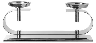 Produktbild von FINK Leuchter TWINSON 2-flammig - Kerzenhalter aus Edelstahl und Aluminium vernickelt, silberfarben, B 39 cm, Tischdeko