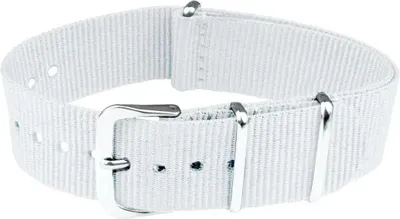 Produktbild von ClassicWatchStraps Nylon Uhrenarmband - Weiß, 22 mm, Silber poliert