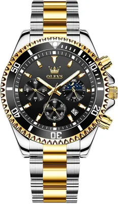 Produktbild von Uhren Herren Chronograph Wasserdicht Analog Quarz Uhr Herren Mode Lässig Business Leuchtend Edelstahl Großgesicht Herrenuhr