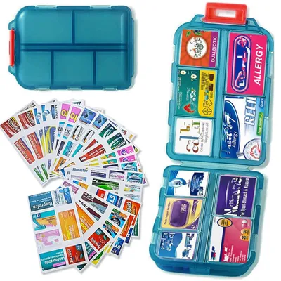 Obrázok produktu pre Krabička na tablety na 7 dní, malá, 3 kusy, modrá, 9,5 x 6,4 x 2,5 cm