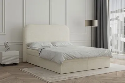 Produktbild von MOEBLO Boxspringbett Bett 07 – Boxspringbett, aus Boucle, Polsterbett Kontinentalbett, dekorativem Kopfteil Doppelbett mit Bonell-Frendung, Topper und Bettkasten (gepolstertes Kopfteil, Boxspring) - 140x200 - Cream (Anthology 20)