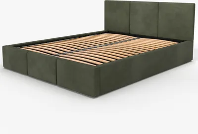 Produktbild von Muralo POLSTERBETT für Schlafzimmer Polsterbett mit Bettkasten und Gasdruckfeder Bett mit Polsterkopfteil Doppelbett 160x200 Bett mit Stauraum Khaki