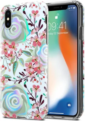 Produktbild von Cadorabo Hülle für Apple iPhone X / XS Schutz Hülle mit Weiß TPU Etui Blumen Flower Cover Case