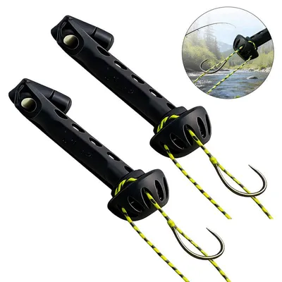 Produktbild von 2er Set Magnetischer Schnurfädler Angelzubehör, Fly Fishing Threader Knotenhilfe für Fliegenhaken Gr. 6–24 Süß- & Salzwasser