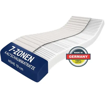 Produktbild von 7-Zonen Kaltschaummatratze 180x200 cm - Höhe 19 cm - Ergonomisch & Atmungsaktiv