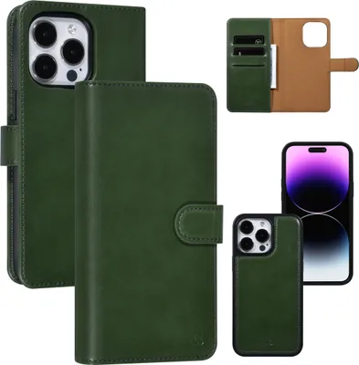 Produktbild von UNIQ Accessory iPhone 14 Pro Max 2 in 1 Book type and back cover card holder - Green