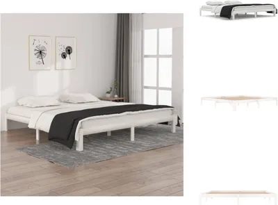 Produktbild von vidaXL Massivholzbett Weiß Kiefer 200x200 cm -  Betten & Bettgestelle