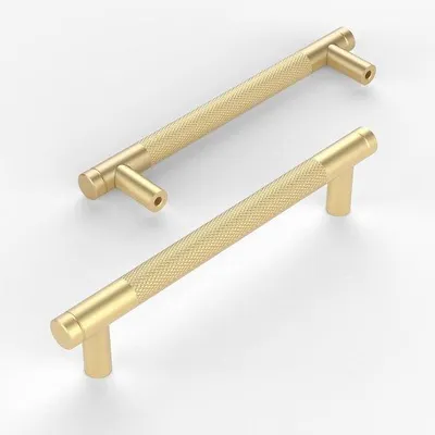 Productafbeelding van Set van 10 gouden, versierde kastgrepen - boorgat afstand 128 mm - vintage stijl - geschikt voor keukenkasten, lades en kasten