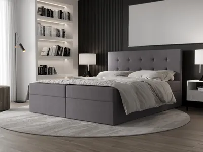 Produktbild von AX LIVING Boxspringbett 180x200 mit Bettkasten Dahlina in Grau – Komfort&Eleganz
