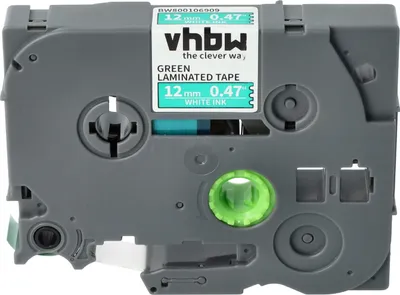 Produktbild von vhbw Schriftband-Kassette kompatibel mit Brother PT 2100VP, 2100, 2030, 220, 2030AD, 2030VP, 210, 210E, 2110 Etiketten-Drucker 8m x 12mm Weiß auf Grün