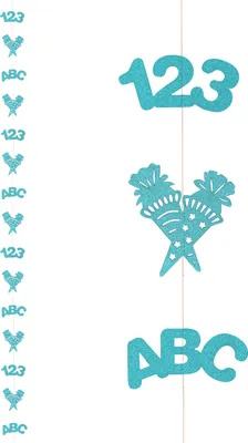 Produktbild von Oblique Unique Deckenhänger Girlande mit 123 ABC Zuckertüte Anhänger für Schuleinführung Einschulung - türkis