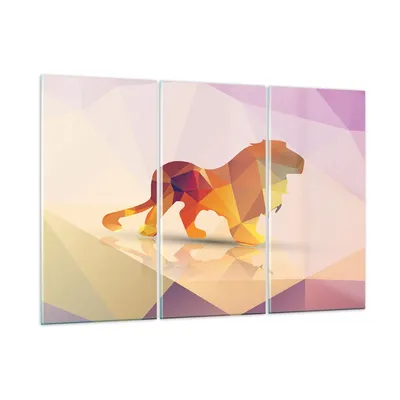 Produktbild von Bilder auf glas - Löwe Illustration modern - 105x70cm - Glasbilder - Wandbilder - Kunstdruck - zum Aufhängen bereit - Wanddekoration aus Glas - Glas Bilder - Wandbild auf Glas - GCE105x70-2804