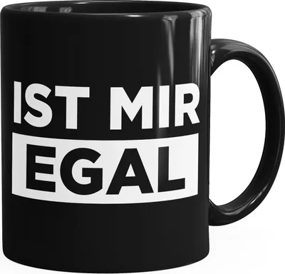 Produktbild von Kaffee-Tasse mit Spruch Ist mir Egal einfarbig MoonWorks® schwarz unisize