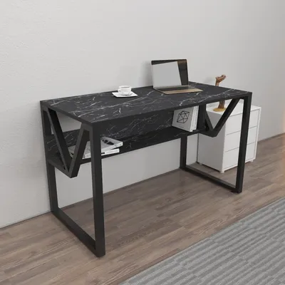 Produktbild von Skye Decor, Lona - Marble, Black, Schreibtisch, Schwarz, 100 % MELAMINBESCHICHTETE SPANPLATTEN, 120 x 60 x 72,8 cm