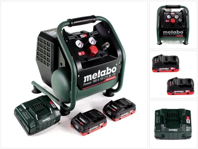 Zdjęcie produktu dla Kompresor akumulatorowy Metabo Power 160-5 18 LTX BL OF 18 V 8,0 bar bezszczotkowy + 2x akumulator LiHD 4,0 Ah + ładowarka
