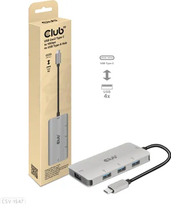 Produktbild von Club3D USB-Hub USB 3.1 Typ C > 4x USB 3.1 Typ A 10Gbps