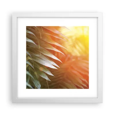 Produktbild von Gerahmtes Poster - Weißer Rahmen - Exotisch Blätter Dämmerung - 30x30 cm - Wand Bild - Wanddeko - Wandbilder - Kunstposter - Wandposter - Bilderrahmen - Bilder - Kunstdruck - P2WAC30x30-4807