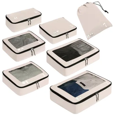 Image de Ensemble de voyage de 7 pièces avec des sacs de rangement fabriqués à partir de matériaux recyclés