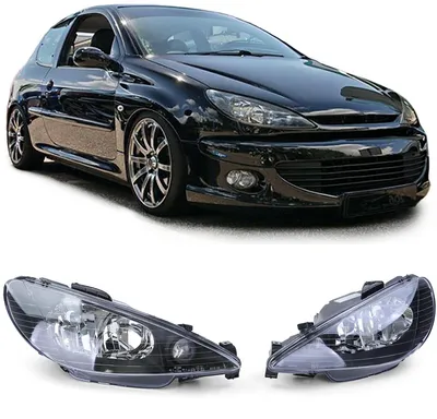 Für Peugeot 206 03-06 + GTi Klarglas Scheinwerfer Schwarz H7 H7 Links + Rechts in der Farbe Schwarz von Carparts-Online GmbH