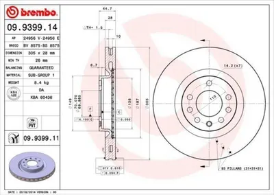 Produktbild von BREMBO Bremsscheiben (2 Stück) Vorderachse 09.9399.11