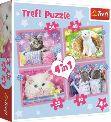 Produktbild von TREFL Puzzle Happy Cats 4in1 (35,48,54,70 Teile)
