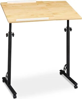 Produktbild von relaxdays PC stůl výškově nastavitelný světlý dub 80,0 x 50,0 x 75,0 - 110,0 cm
