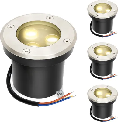 Produktbild von Aopunly 4x 3W Bodenleuchte IP65 Außen LED Leuchte Bodeneinbaustrahler Bodenstrahler Bodenlampe Warmweiß