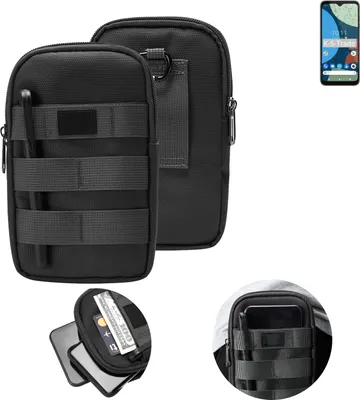 Produktbild von K-S-Trade Holster Gürtel Tasche kompatibel mit Fairphone 4 Handy Tasche Schutz Hülle dunkel-grau viele Fächer, 1x