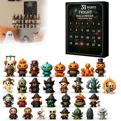 Produktbild von Halloween Adventskalender,31 Tage Horror Countdown Box mit gruseligen Mini-Figuren, schauriger Kalender für Erwachsene, Halloween Countdown Kalender