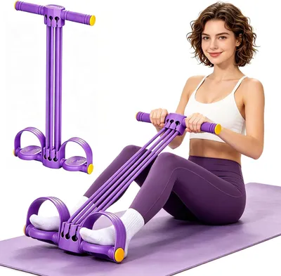 Produktbild von 6-Rohr-Pedal-Widerstandsband mit Griffen | Einstellbares Pedal-Widerstandsband für das Bauchtraining zu Hause sowie für Yoga-, Muskel- und Krafttraining