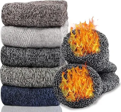 Produktbild von Thermosocken Damen, Dicke Warme Kuschelsocken Damen 5 Paar Wintersocken WollSocken Bunte Weich WanderSocken Geschenke Socken für Frauen, EU-Größe 35-42